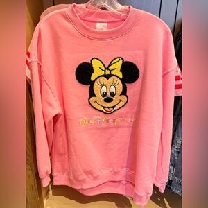 XL 2026 Walt Disney Parks World Sweatshirt Womens Pink Minnie Mouse